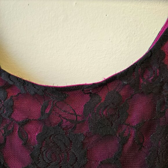 Vintage Y2K Trixxi  L Lace Overlay Babydoll Dress Punk Goth Whimsigoth Black & P - Picture 4 of 11